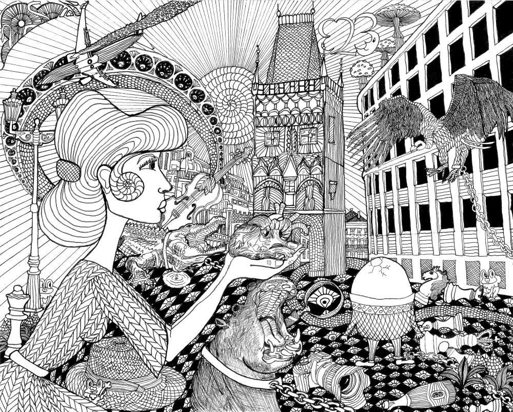 Illustration av verket 'Prague, a holiday you’ll never forget'